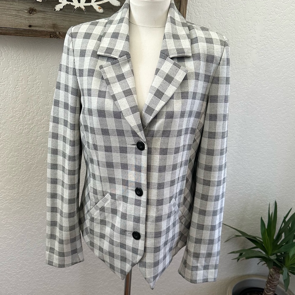 Cabi 5292 Valentina window pane blazer jacket stretch‎ ponte knit size 10